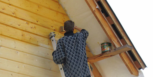 Окраска дома из деревянного бруса: материалы, технология, варианты покраски